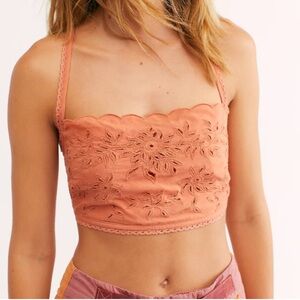 Free People Cassandra Peach Lace Crop Top